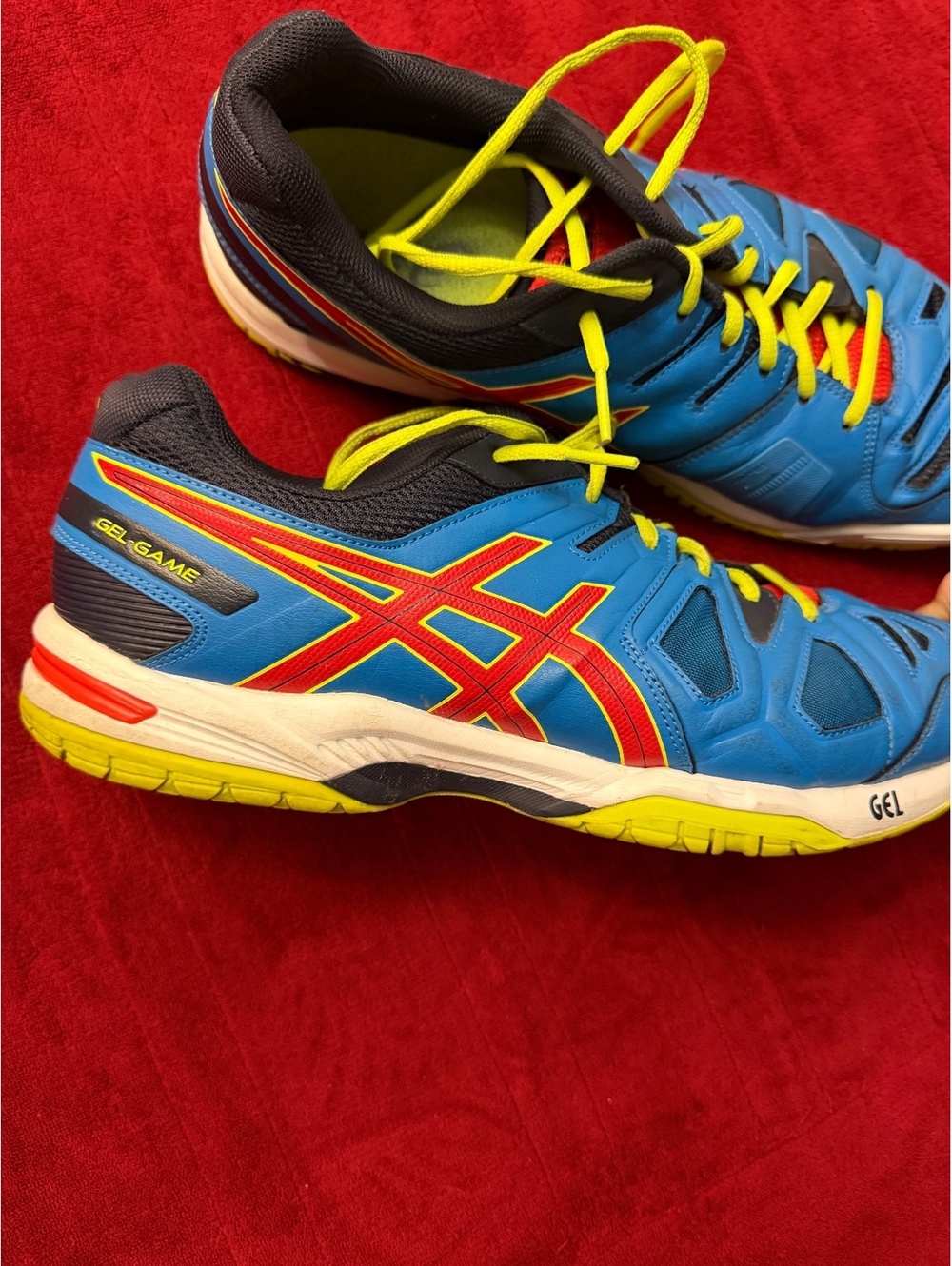ASICS Gel-Gam Blue Red Yellow running shoes Size 11